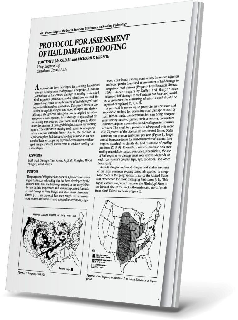 Protocol for assessement of hail damaged roofing cover