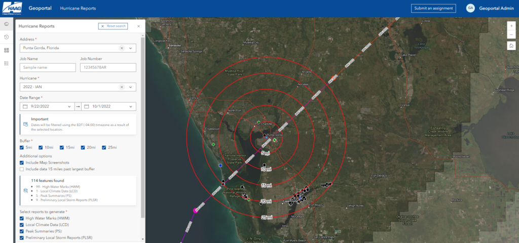 Hurricane Buffer Rings - Haag Geoportal Hurricane Report