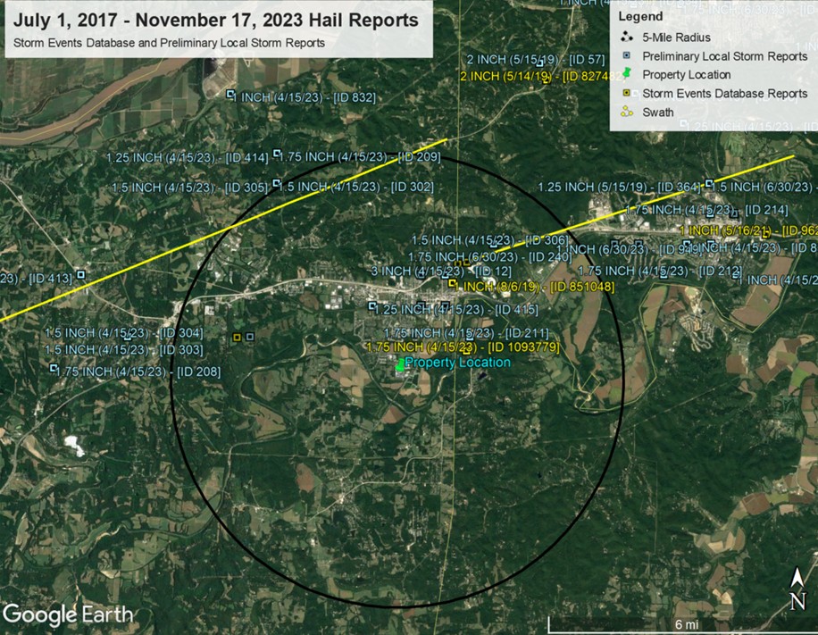Hail History as shown in a weather report