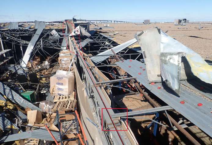Roof damage to Texas facility caused by tornado